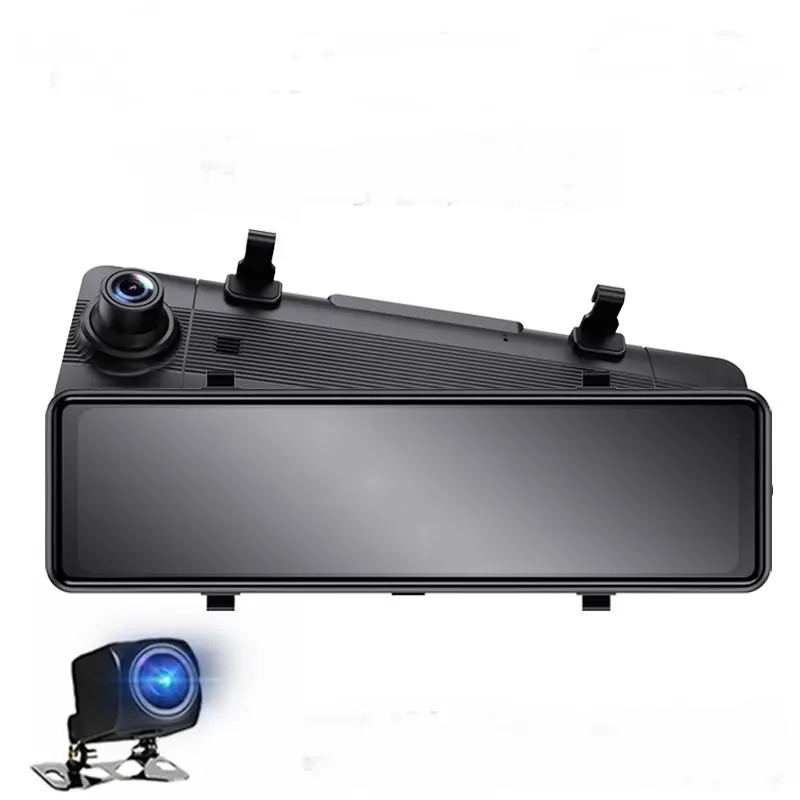 Caméra Dvr de voiture 12 pouces WIFI GPS double objectif écran tactile complet enregistreur vidéo avec caméra de vue avant et arrière rétroviseur Dashcam