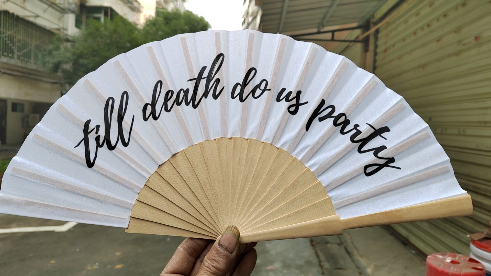 Custom wood hand fan