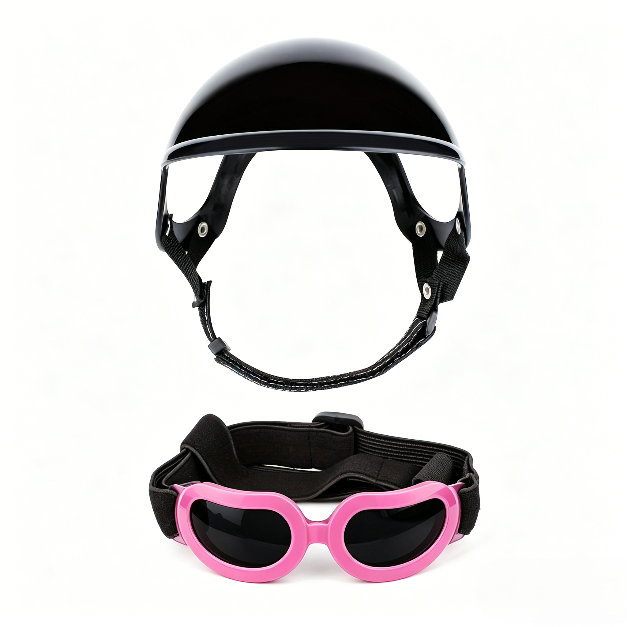 Black helmet + Pink goggles