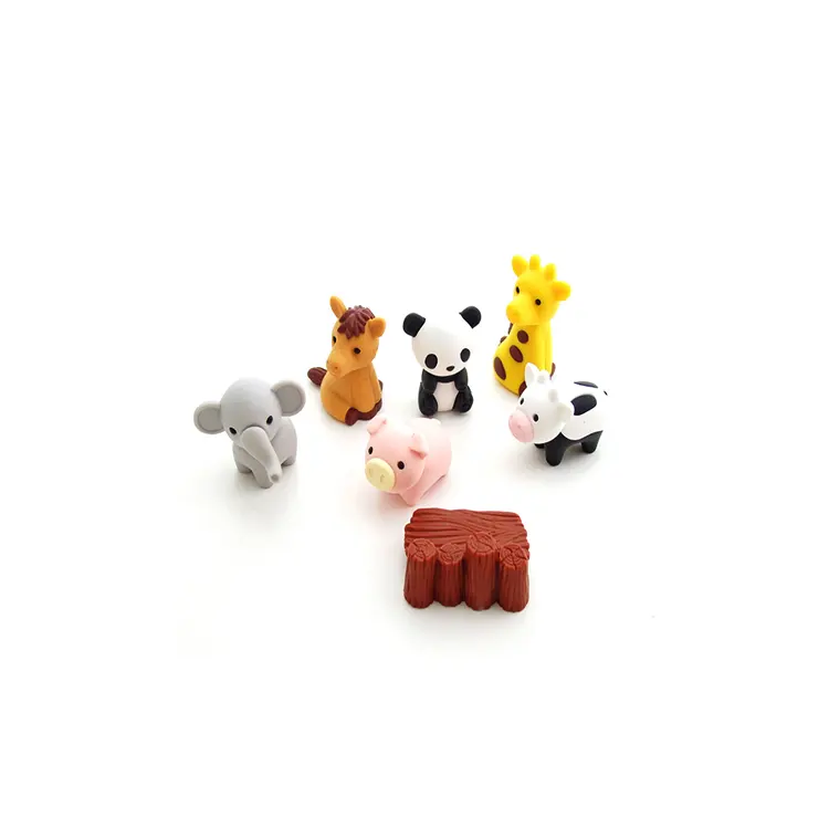 Mini animal em forma de borracha personalizada, fantasia, preço barato, venda quente, em animal, borrachas 3d