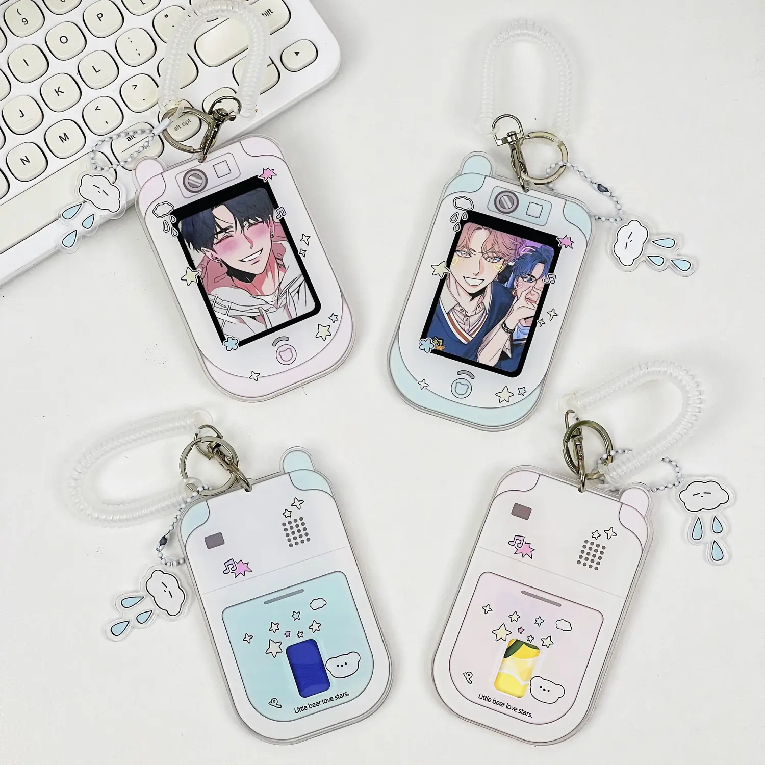 anpassbar anime kpop niedlich acryl fotorahmen schlüsselanhänger kunststoff mini kpop album fotokartenauflagen standees