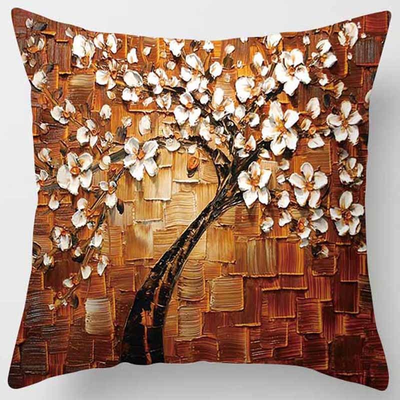 Fond marron avec des fleurs blanches