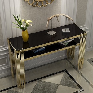 MEIJIA kavisli cam ekstra uzun ince sahara noir mermer reçine kalıpları konsol masa - Product Image 4
