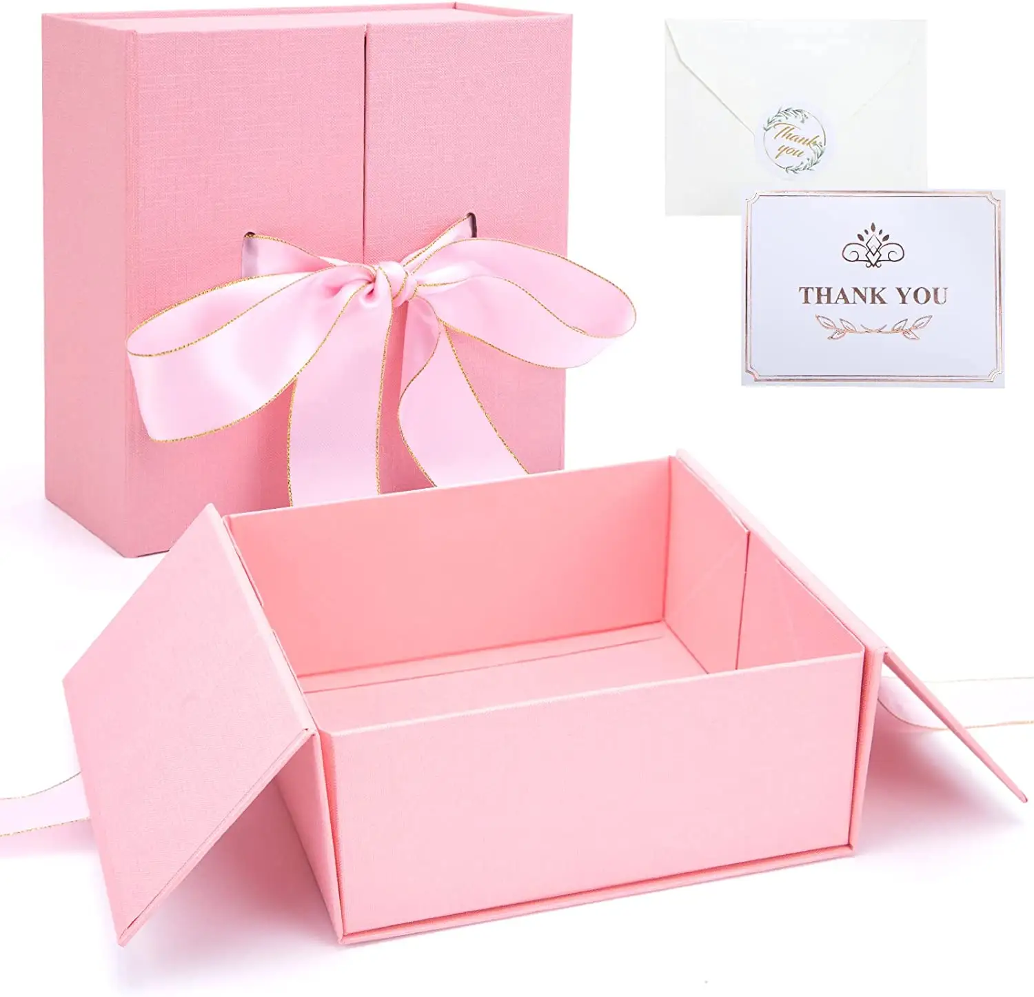 핑크 선물 상자 8 인치 큰 선물 상자 뚜껑 리본 광장 선물 상자 웨딩 생일 기념일 발렌타인 데이 베이비 샤워