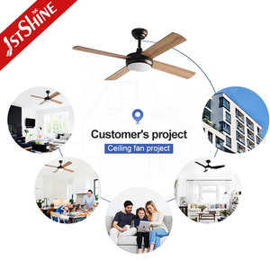 Потолочный вентилятор 1stshine 48 дюймов с классическим двигателем переменного тока, подсветкой, 4 лопастями из МДФ под дерево, матовое черное покрытие, для спальни и офиса - Product Image 5