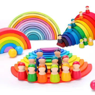 บล็อกตัวต่อไม้มอนเตสซอรี่ของเล่นเพื่อการเรียนรู้ของเด็กทารกสำหรับเด็กของขวัญสีสร้างสรรค์