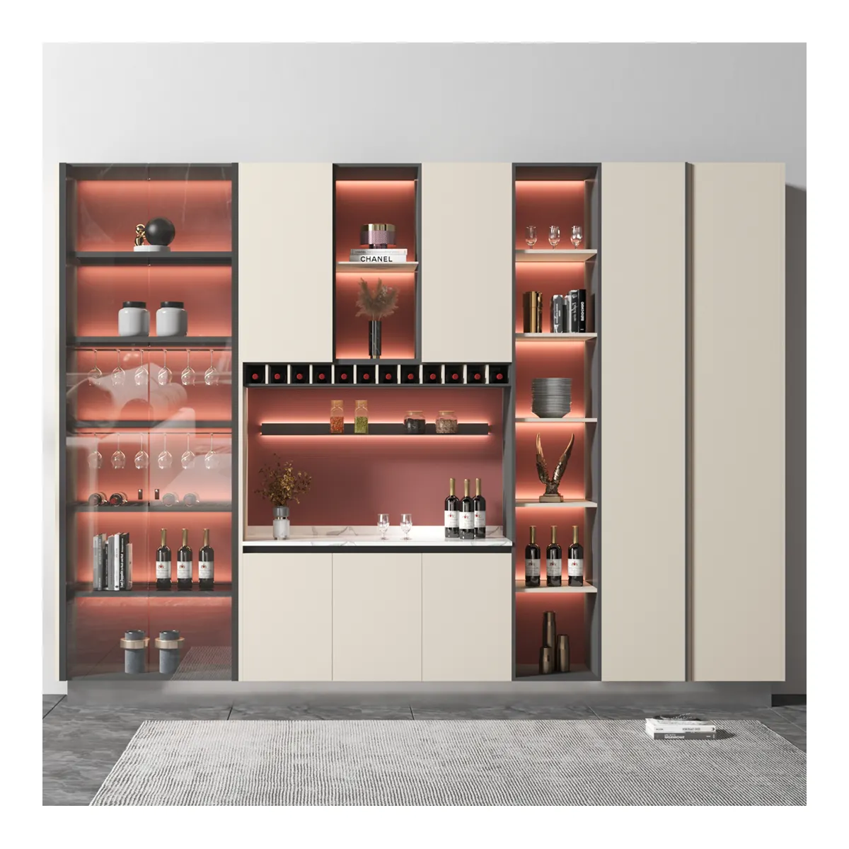 Gabinete de cocina prefabricado de acero inoxidable Cocina modular Cocina moderna con gabinetes de diseños de islas