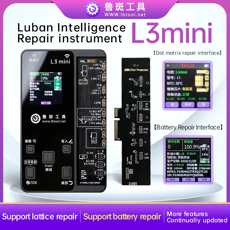 LuBan L3 Mini Face ID programmatore di riparazione della batteria per iPhone 6- X XS XR XSMAX 11 11Pro 12 12 Pro Max 13 Dot Matrix reticolo riparazione