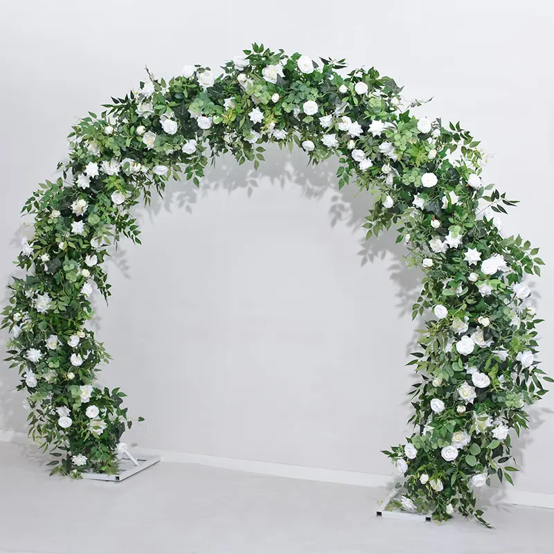 Corredores de flores de rosas de imitación de seda para mujer, corredor de pasillo Floral falso, decoración de corredor de boda, flor de arco de cuerno de boda Artificial
