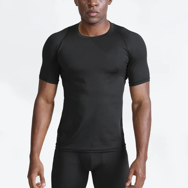 T-shirt da uomo senza etichetta in bianco per gli sport da allenamento brasiliani taglie forti personalizzate Private Label Fitness abbigliamento attivo nero