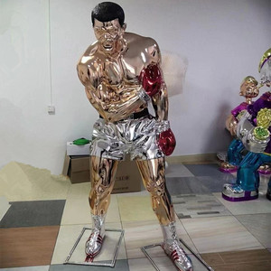 New Arrival cuộc sống-kích thước boxer người đàn ông bức tượng người nổi tiếng sợi thủy tinh Ali bức tượng điêu khắc mạ điện nhựa Thế giới thủ công mỹ nghệ - Product Image 2