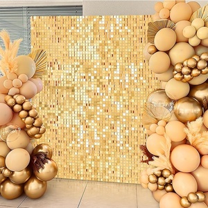 Kls nhà máy tốt vàng tùy chỉnh rõ ràng lưới vuông ánh sáng lung linh tường <span class=keywords><strong>sequin</strong></span> Backdrop Panels acrilico 30 piezas cho Đảng - Product Image 6