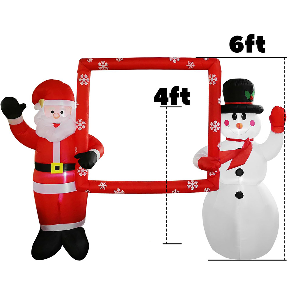 Père Noël et bonhomme de neige cadre gonflable