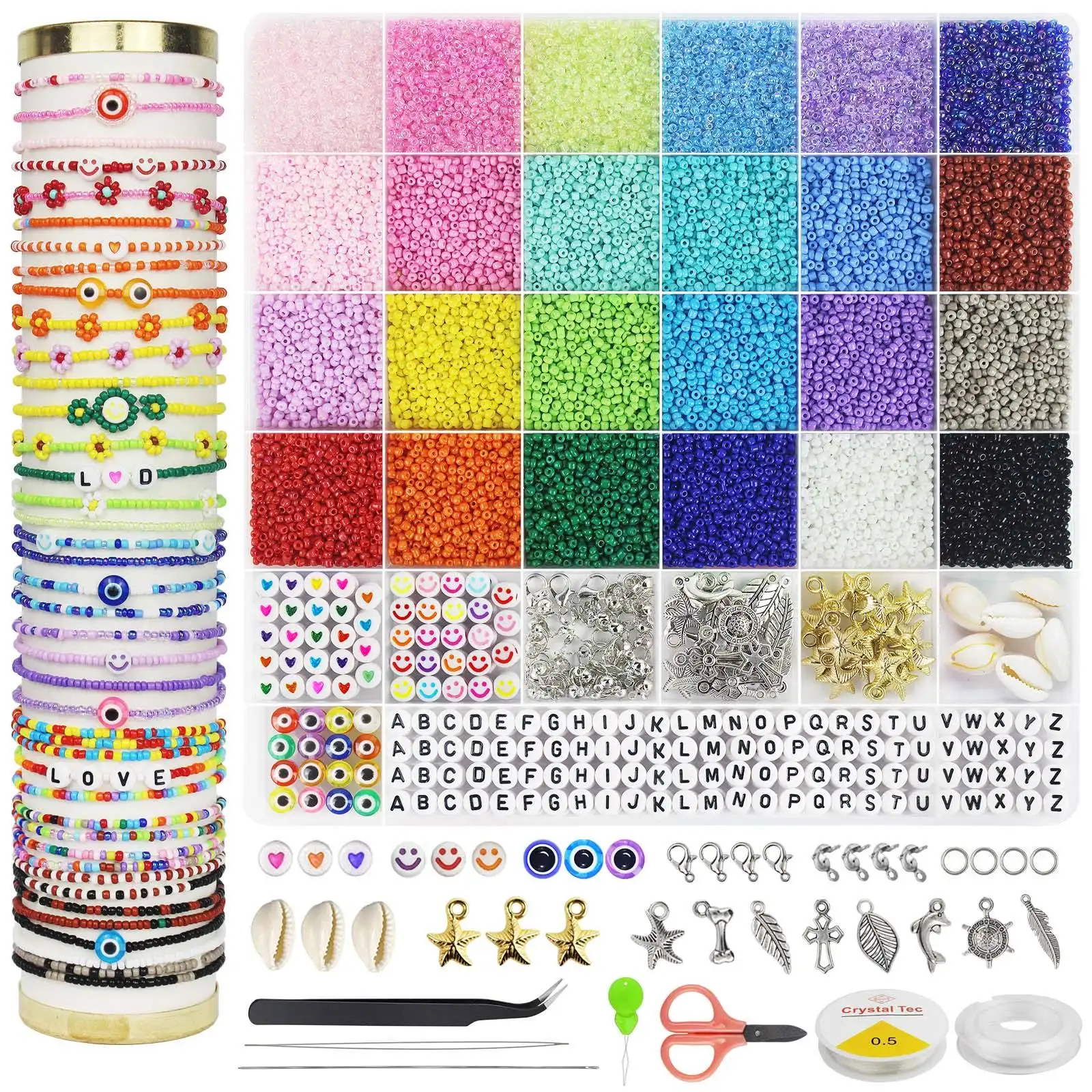 Kit de cuentas de arroz de semillas de cristal de 2mm al por mayor, pulsera de cuentas, collar, conjunto de accesorios de joyería para fabricación de joyería artesanal Diy