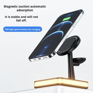 磁気スリーインワンワイヤレスチャージャーワイヤレス充電スタンド対応Apple Watch 15W多機能ランプ付き - Product Image 5