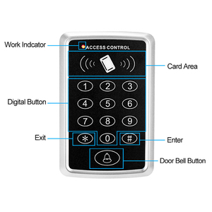 Sistema di controllo degli accessi per porte Standalone con uscita Wiegand 125KHz RFID prossimità e lettore di schede per tastiere di controllo dell'accesso per porte - Product Image 2
