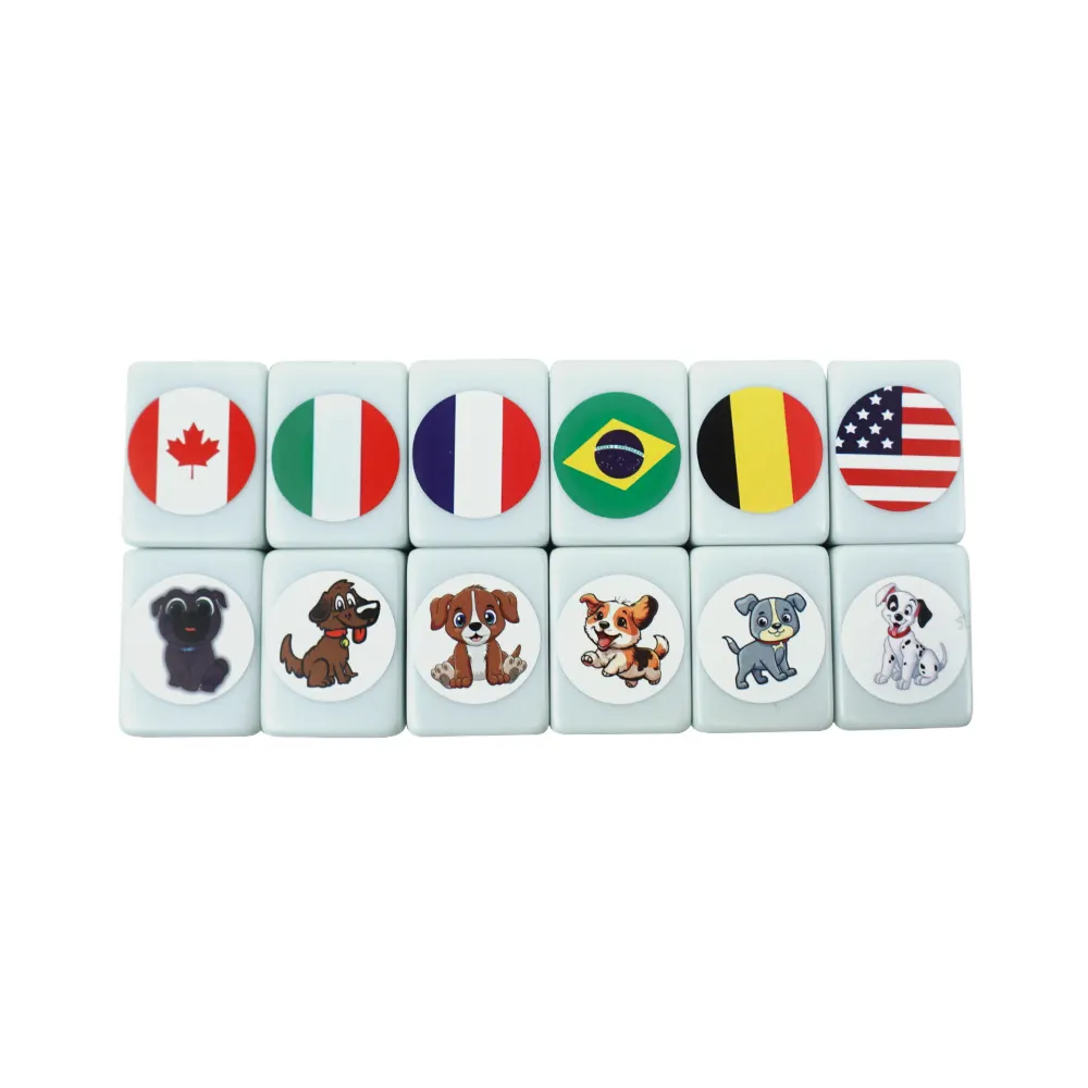 Modello di adesivo di frutta con bandiera animale personalizzato 30mm 40mm gioco di fuga Mahjong 65 pezzi include set di mahjong vuoto