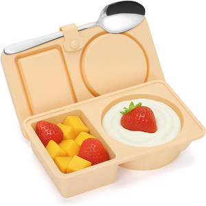 可重复使用的带盖零食容器定制硅胶双格零食盒容器 - Product Image 2