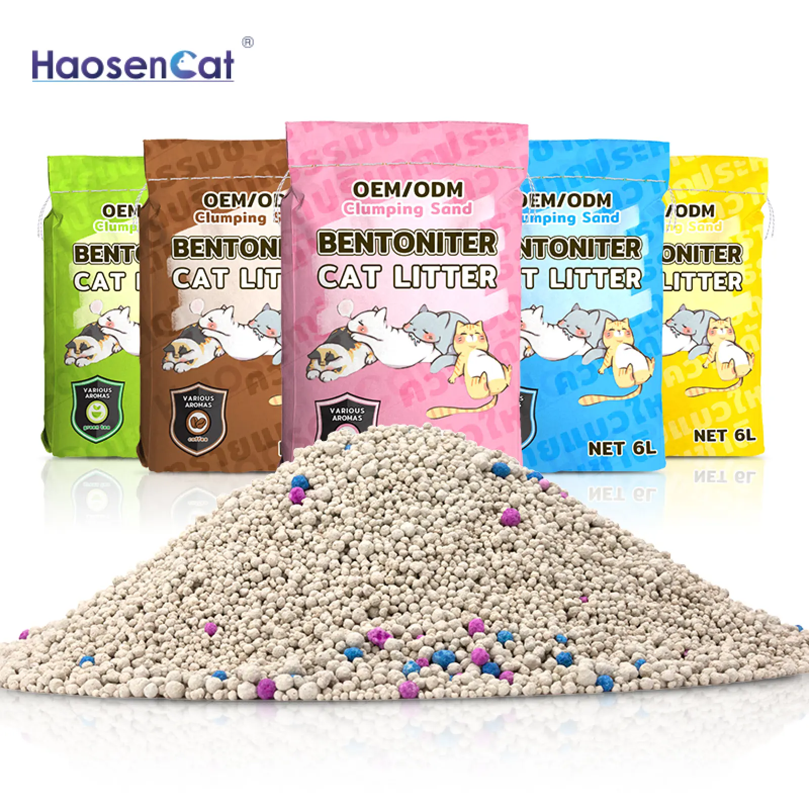 Meilleures ventes de sable pour chat OEM Produit pour animaux de compagnie Litière pour chat en bentonite 20KG en vrac en forme de boule agglomérante forte naturelle sans poussière