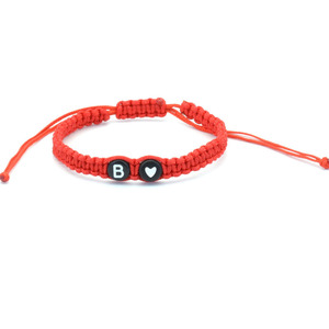 Trendy Flat Knot Woven Initial String Bracelet Adjustable Handmade Ropes Braided A-Z Black Letter Heart Bracelets for <strong>Couples</strong> - Product Image 2