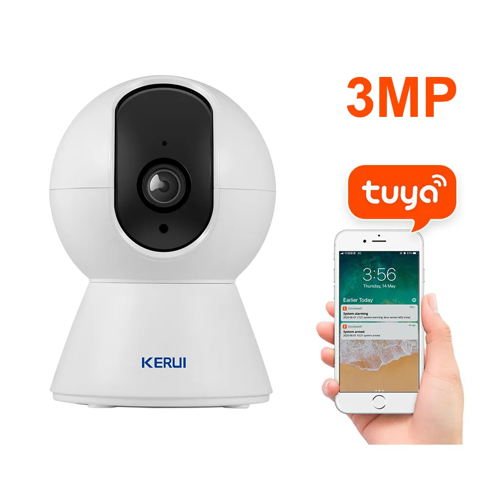 KERUI 3MP telecamera WIFI IP Tuya APP di rilevamento del movimento Mini telecamera di sicurezza Wireless per interni telecamera di sorveglianza di rete
