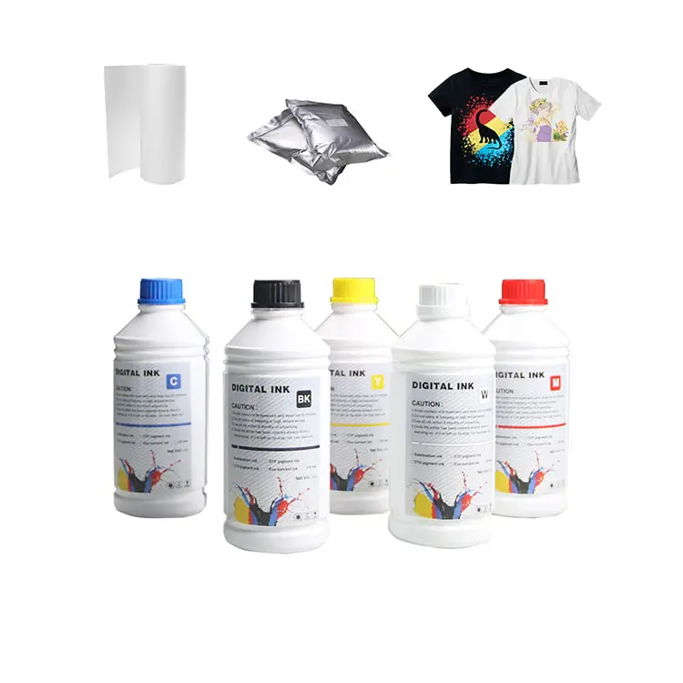 Transferencia caliente camiseta impresión todo tipo tinta de pigmento estable tinta de sublimación tinta eco solvente DTF DTG sublimación cymk tinta