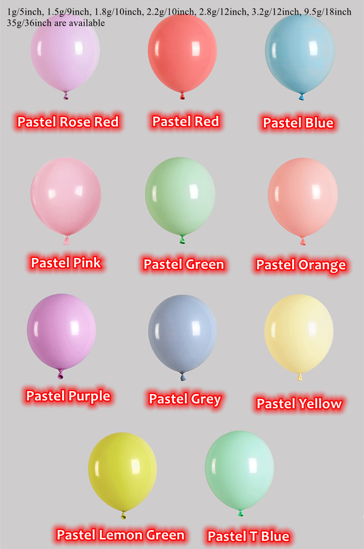 All colors are available for 5,10,12,18 and 36inch