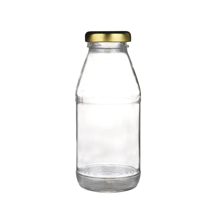 250mlクリア再利用可能な飲料ミルクガラスボトル学校の学生ミルクガラスボトルジュース飲料ガラスボトル