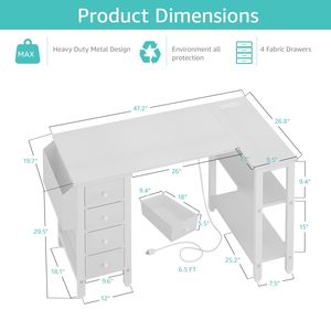 Bàn góc với ổ cắm điện cho phòng ngủ văn phòng tại nhà-Tùy chỉnh Amazon - Product Image 5