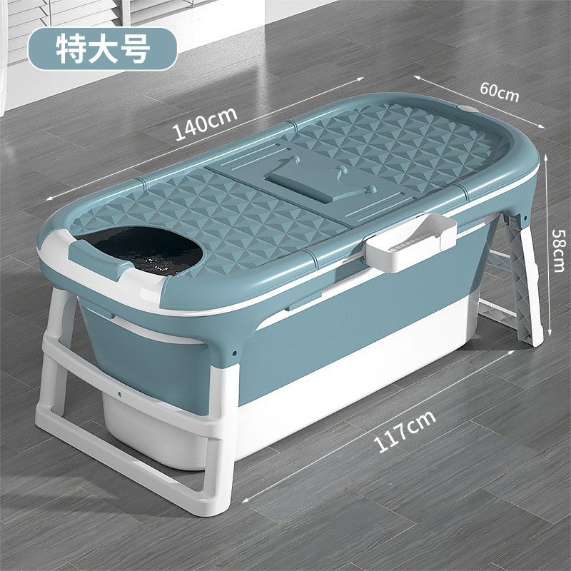 1.48 m de baril de bain bleu avec couvercle