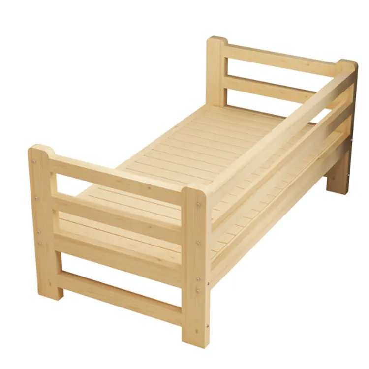 Meubles de chambre d'enfant à hauteur personnalisée lit épissé et élargi lit en bois Montessori pour tout-petits