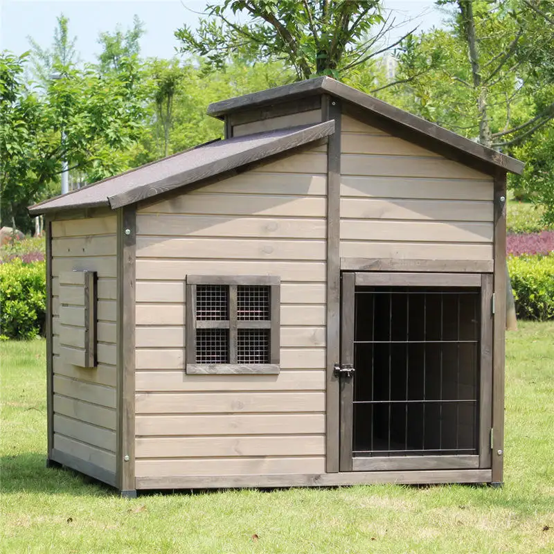 Outdoor Schattige Houten Dierenbenodigdheden Producten Honden Kennel Krat Huizen Groot Houten Hondenkooi Huis