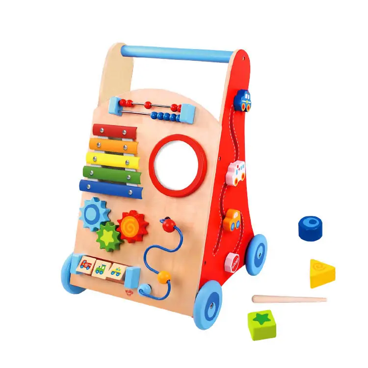 New Design Multi-Functional Kids Push Along Baby Walker toys Wooden