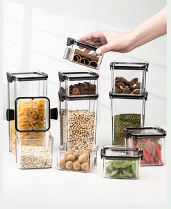 Transparente Pasta-Speicher-Küchenaufbewahrungsbox Lebensmittelbehälter-<span class=keywords><strong>Set</strong></span> mit schwarzem Deckel für die Aufbewahrung von Tee