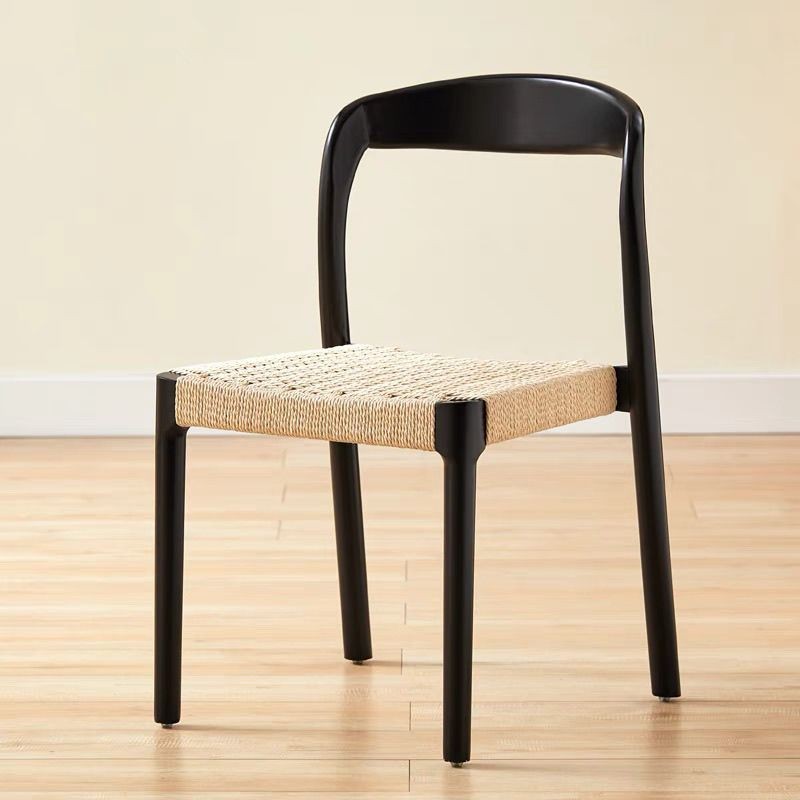 Coussin d'assise tressé noir (bois d'hévéa)