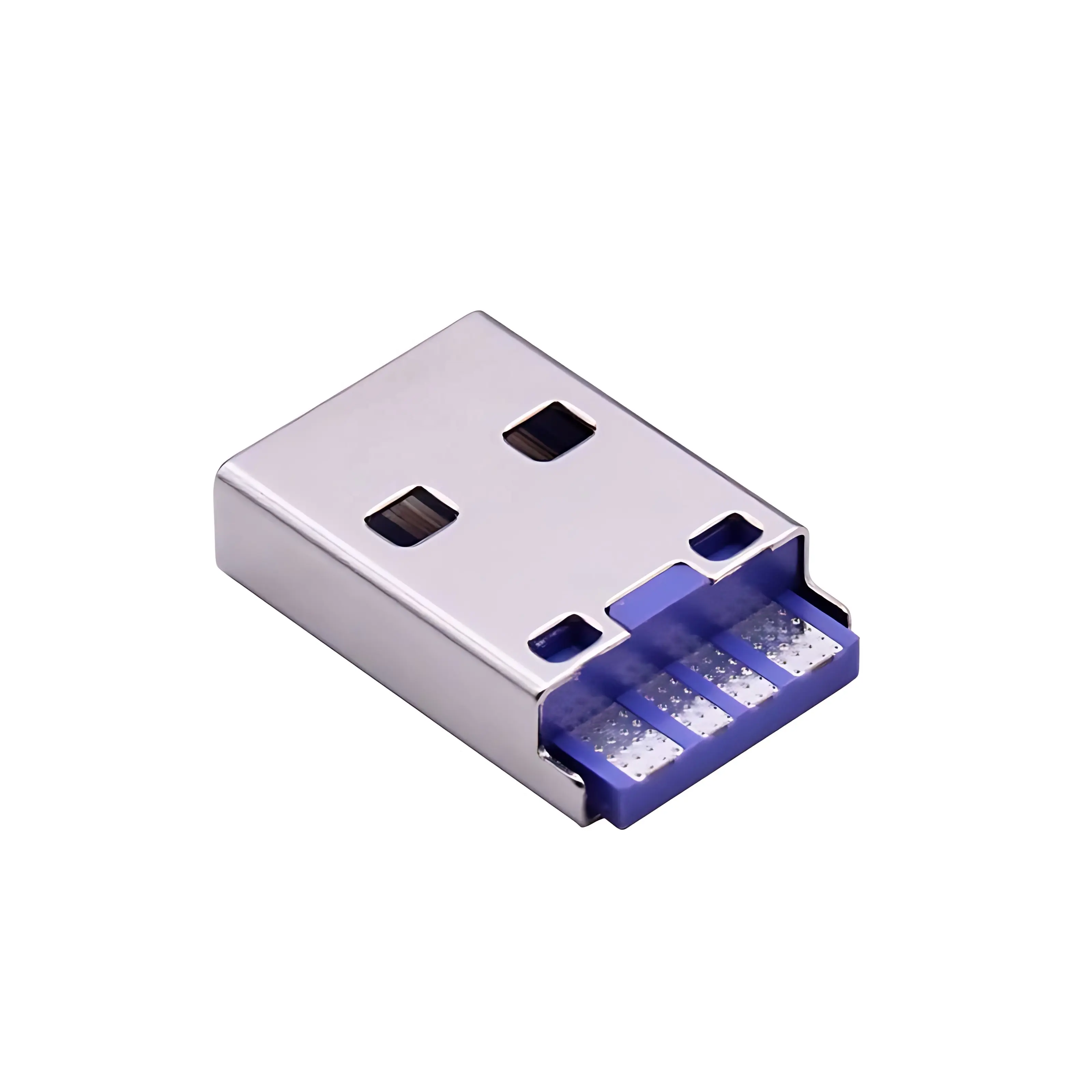 USB 2,0 A Macho Cuerpo corto 4 pines Alta corriente Carga rápida Conector USB púrpura/naranja con 5A Corriente grande