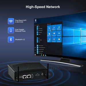 Mini Pc sin ventilador DDR4, dispositivo con 2 pantallas, 18usb, 2Lan, Monitor Lcd Industrial, teclado de ordenador y ratón de escritorio - Product Image 5