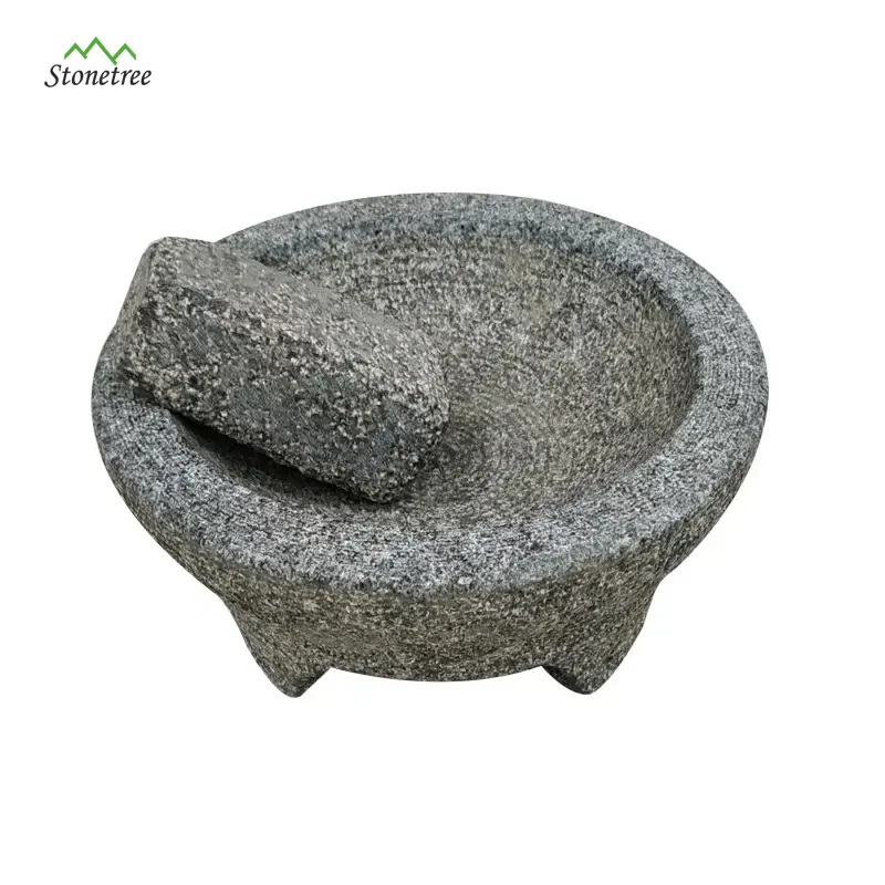 Vendita calda granito smerigliatrice e frantoio mortaio e pestello Set granito molcajete mortaio e pestello Set per utensili da cucina