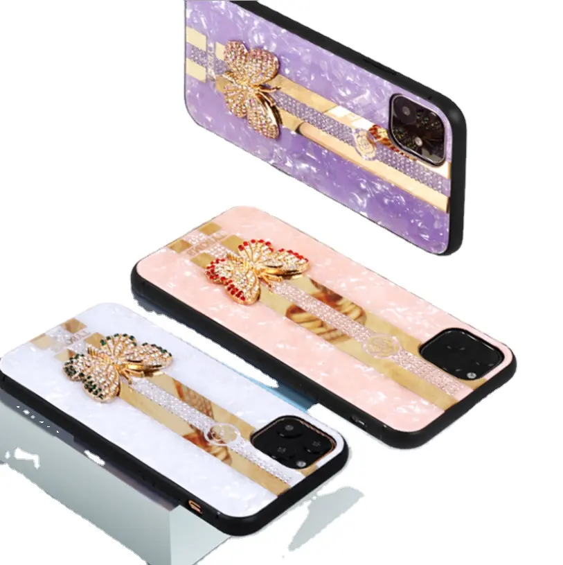 ขายร้อนหรูหรา3D ผีเสื้อ Glitter เพชรกรณีโทรศัพท์สำหรับ iPhone 14สาวเชลล์ฝาครอบกระจกสำหรับ iPhone 13 12 11 X XR XS MAX