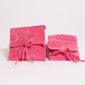 Özel Logo pembe kadife zarf takı çantası çantası ile Flap dize hediye paketleme için - Product Image 6