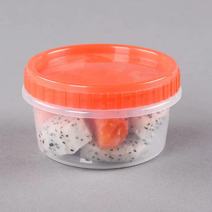 Tasse à deli à emporter biodégradable en plastique jetable empilable petits récipients ronds pour aliments avec couvercle rond
