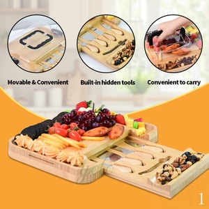 <span class=keywords><strong>2025</strong></span> mới đa mục đích nhà bếp phục vụ Platter tre gỗ pho mát Slide-Out ngăn kéo dao kéo charcuterie Hội Đồng Quản trị với nắp rõ ràng - Product Image 2