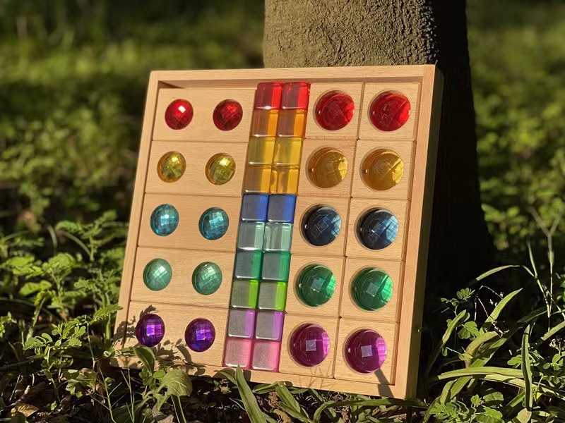 3-piece acrylic rainbow gemstone building blocks 1.6kg