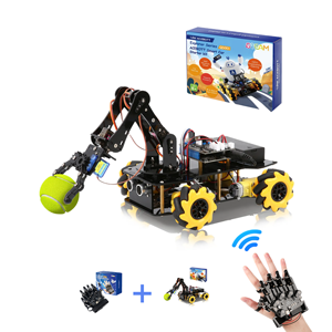 SETM ESP32 4WD Wheel Robot Car Arm Kit <strong>Wireless</strong> Gesture Recognition Glove <strong>Sensor</strong> Programming Coding for <strong>Arduino</strong> Kit Robotics