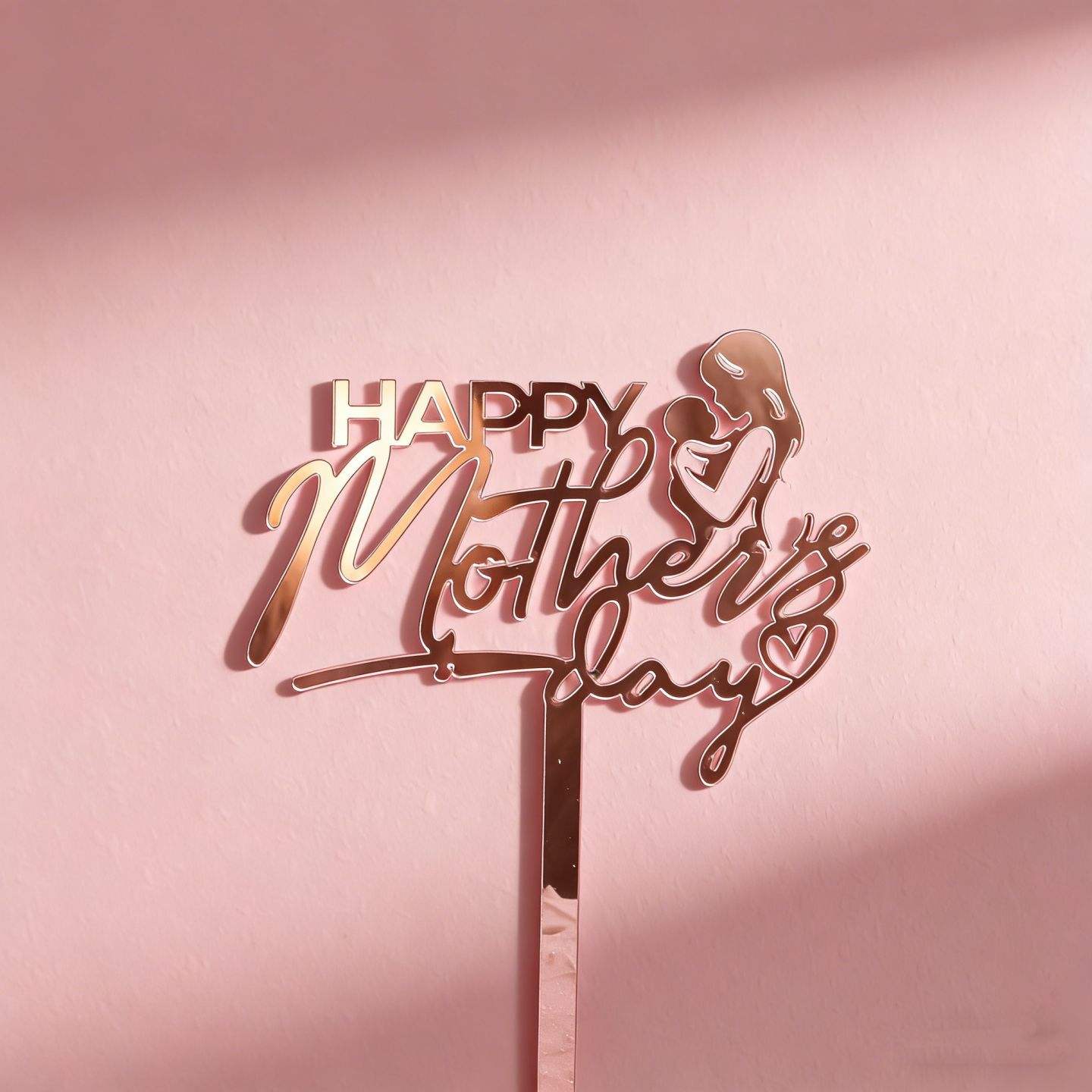 Acrylique 13 mm - Largeur 9 cm - Joyeuse fête des Mères or rose