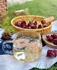 有机暗红玫瑰花茶中国墨红梅桂冻干卷红玫瑰花瓣皮肤美容散装真空包装可用