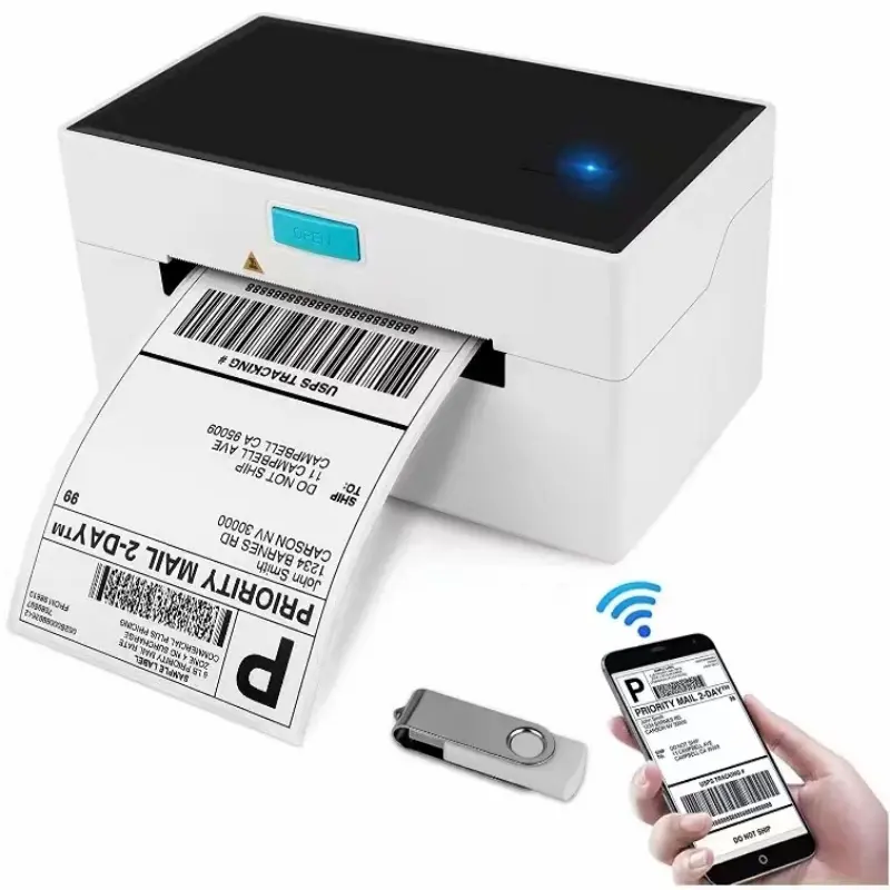100X150 4 inci hitam dan putih tanpa tinta Waybill Printer Inkless Barcode 4x6 ''pengiriman Thermal Printer Wifi untuk Amazon Fba