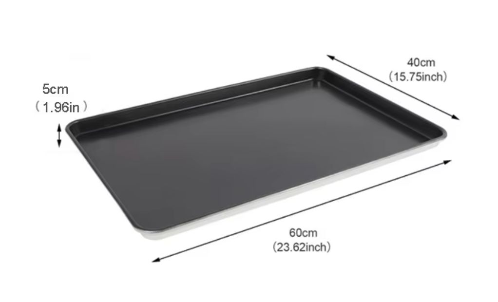 one side Aluminum non-stick coating 60*40*5cm thick 0.8mm 1.45kg