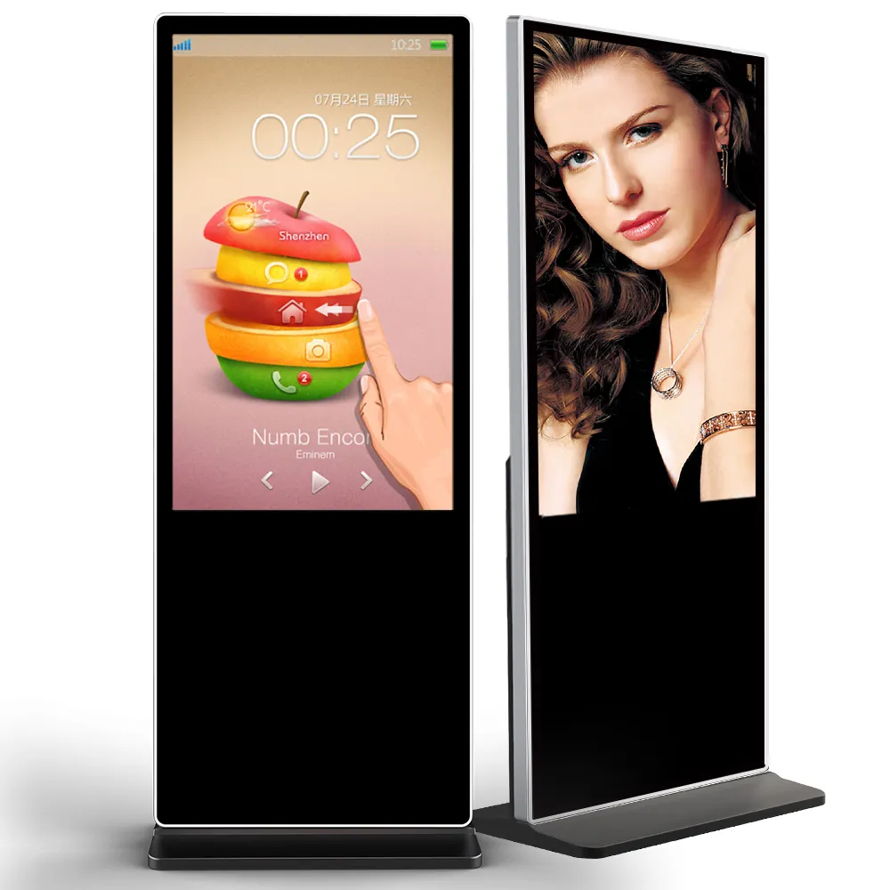 Soporte de suelo para Android, pantalla táctil de alto brillo, 500 pulgadas, 43, 55 pulgadas, publicidad, tótem, señalización digital lcd