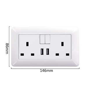 Plug Sockets <strong>UK</strong> Standard Power Socket with Switch 13A Twin Double White Wall <strong>Mounted</strong> Universal USB 2.1A CE PC Standard Grounding - Product Image 3